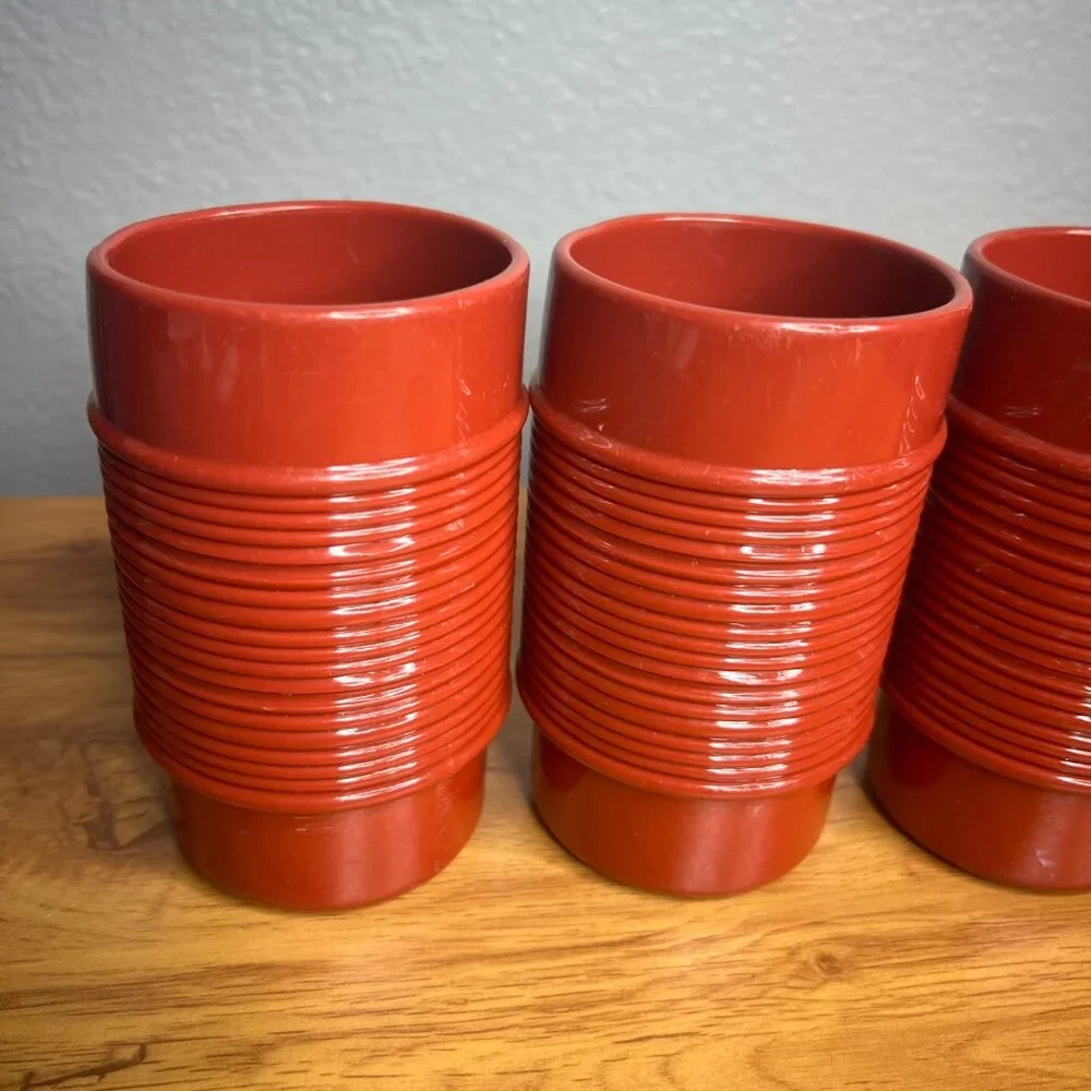 Vintage Melamine Red Orange Tumblers 5
